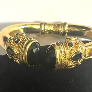 Julie Voss style clamper bracelet with black stones